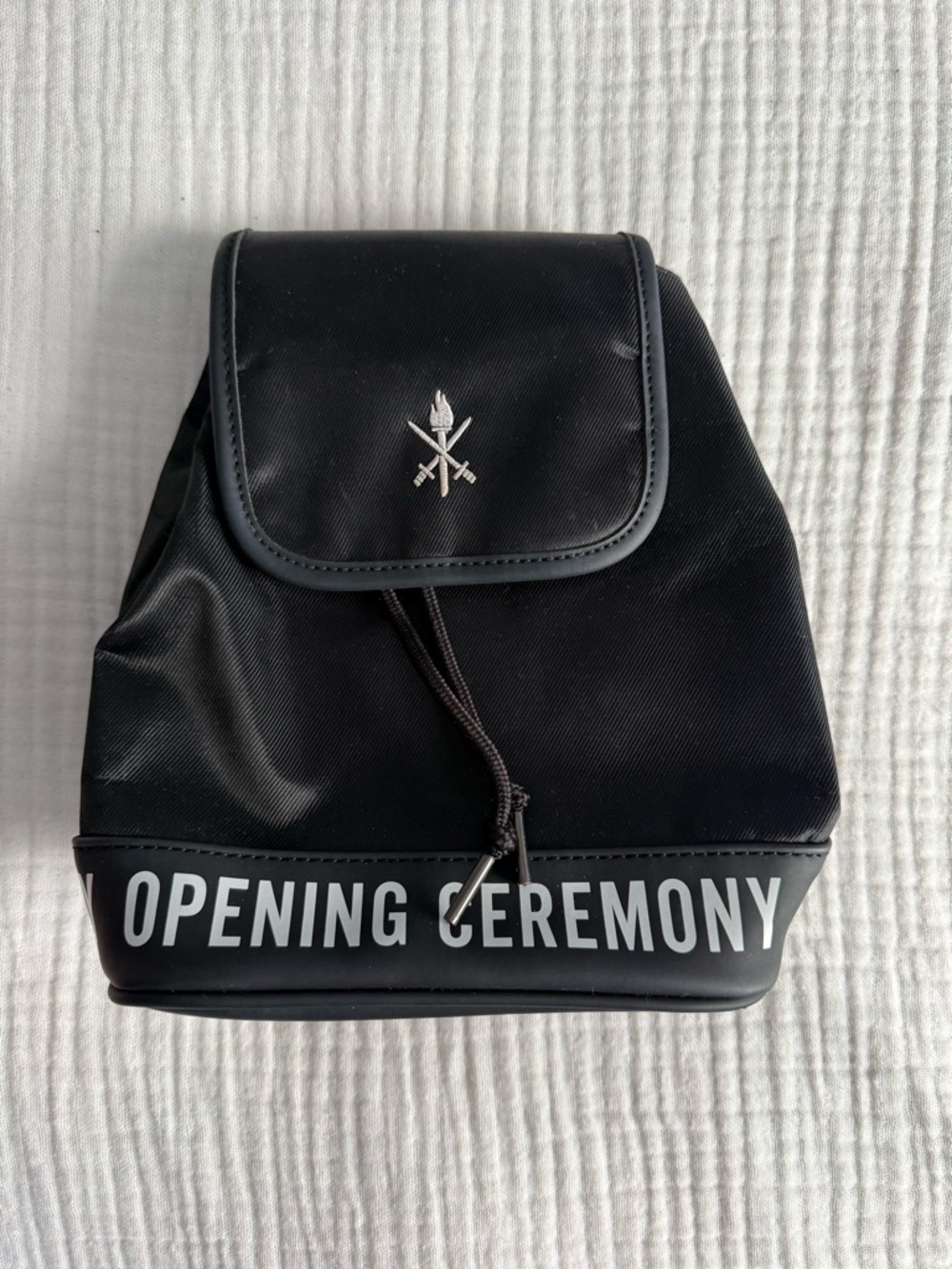 Opening Ceremony Black Nylon Logo Backpack with Flap